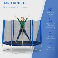 HOMCOM Trampolino Elastico Esterni con Rete di Sicurezza e Pali Imbottiti per Adulti e Bambini, 244x244x205cm(m-5)