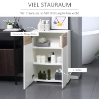 kleankin Badezimmerschrank Badschrank Multifunktionsschrank Sideboard mit 3 Regalfächer verstellbar für Badezimmer Flur Eingangsbereich Spanplatte Weiß+Natur 60 x 30 x 85 cm(m-4)