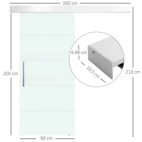 HOMCOM Puerta Corredera de Cristal 90x205 cm Puerta Corrediza Deslizante con Riel de Cristal de Seguridad Translúcido(m-3)
