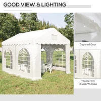 Outsunny 3 x 4 m Marquee Gazebo with Sides, Party Tent Canopy & Carport Shelter for Outdoor Event, Wedding, White(m-6)