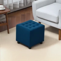 HOMCOM Velvet-Feel Square Ottoman - Blue(m-2)