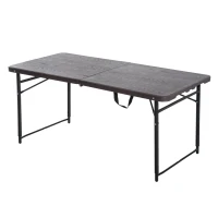 Outsunny Mesa de Camping Plegable y Portátil tipo Mesa Buffet Auxiliar Ligera y Multiusos con Asas PP 122x61x53/71.5cm(LxAnxAl)(m-1)
