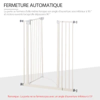 Barrière de sécurité Longueur réglable dim. 74-80 cm ou 91,5-97,5 cm métal Plastique Blanc(m-5)