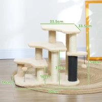 PawHut 2-in-1 Cat Tree, Pet Stairs with Scratching Tickling Post, Toy Balls, for Bed, Sofa, Couch, Beige(m-3)