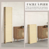 HOMCOM Paravent en bois de bambou 6 panneaux 270 x 180 cm séparateur de pièce cloison de séparation pliable - naturel(m-7)
