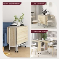 HOMCOM Six-Person Drop Leaf Dining Table - Natural/White(m-4)