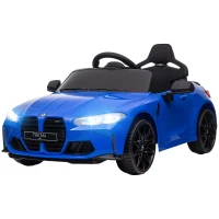 AIYAPLAY Coche de Batería para Niños 12V BMW M4 con Mando a Distancia Faros Bocina Música Velocidad 3-5 km/h Azul(m-11)
