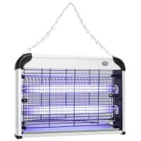 Outsunny Electric Fly Zapper, 20W Electric Fly Killer, Wall Hanging Bug Zapper Indoor & Outdoor Attracting Insect Mosquito Killer, Silver Tone(m-1)
