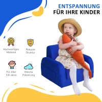 HOMCOM 2-in-1 Kindersessel, Minisessel, Kindersofa für 3-4 Jahre alt, Liegefunktion, Blau, 47 x 45 x 38 cm(m-4)