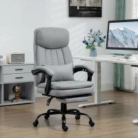 Vinsetto Office Chair, Ergonomic Desk Chair with 6-Point Vibration Massage and Lumbar Heating, Computer Chair with Lumbar Support Pillow, 155° Reclining Back and Footrest, Grey(m-2)