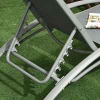 Outsunny Set 2 Lettini Prendisole Reclinabili su 4 Livelli e Tavolino Pieghevole, Grigio(m-9)