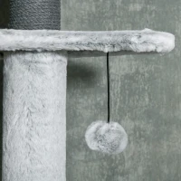 PawHut Kratzbaum mit Deckenspanner, Hängematte, Haus, Plattformen, Spielball, 225-255cm, Grau(m-9)