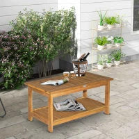 Outsunny 45 x 90cm Acacia Wood Two-Tier Garden Table(m-2)