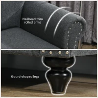 HOMCOM Two-Seater Mid-Century Sofa, with Pocket Springs - Charcoal Grey(m-4)