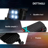 HOMCOM Moto Elettrica per Bambini 3-5 Anni in PP e Metallo con Rotelle, Clacson e Musica, 86x44x58 cm, Nera(m-7)