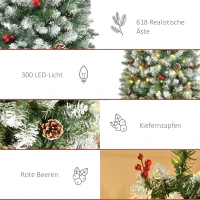 HOMCOM Künstlicher Weihnachtsbaum 180 cm Tannenbaum künstlich mit LED Beleuchtung, Schnee, 618 Spitzen Christbaum Weihnachtsdeko inkl. Stahlständer für drinnen(m-6)
