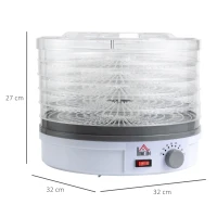 HOMCOM 5 Tier Food Dehydrator, 245W Food Dryer Machine with Adjustable Temperature Control for Drying Fruit, Meat, Vegetable, Jerky and Pet Treat, White(m-3)
