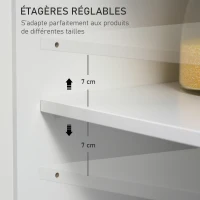 HOMCOM Desserte de cuisine ilôt cuisine avec plan de travail étagère range-bouteilles porte-torchons 2 tiroirs placard 2 portes MDF blanc hévéa(m-7)