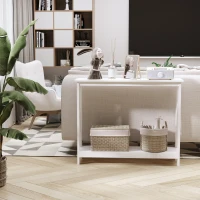 HOMCOM Table de console table d'entrée style table de drapier néo-rétro étagère dim. 100L x 30l x 80,5H cm MDF blanc(m-8)