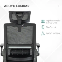 Vinsetto Silla de Oficina de Malla Silla de Escritorio Giratoria Altura y Reposacabezas Ajustable 60x61x104,5-121,5 cm Negro(m-6)