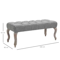 HOMCOM Tufted Upholstered Accent Bench Window Seat Bed End Stool Fabric Ottoman for Living Room, Bedroom, Hallway(m-3)