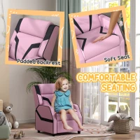 AIYAPLAY 2 in 1 Kids Chair Recliner with Backrest, Armrest, Footrest, PU Leather, for 3-9 Years Old, Pink(m-5)
