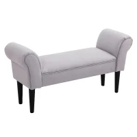 HOMCOM Bettbank, Polsterbank, Sitzbank, Flurbank für Schlafzimmer, bis 130 kg Belastbar, Segelstoff, Grau, 102 x 36 x 51 cm(m-1)