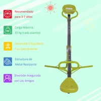 HOMCOM Columpio Balancín para Niños Balancín Infantil para Exteriores Giratorio de 360 Grados Carga 35kg (cada asiento) +3 Años 180x65x53 cm Gris y Verde(m-4)