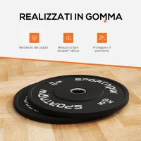 SPORTNOW Set 2 Dischi Pesi da 5kg in Gomma con Foro da 2"/5 cm per Manubri e Bilancieri, Nero(m-4)