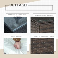 Outsunny Set Mobili da Giardino in Rattan PE con Tavolino e 2 Sedie con Cuscini Sfoderabili, Marrone e Crema(m-6)