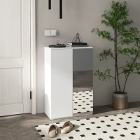 HOMCOM Mueble Zapatero con Espejo para 18 Pares de Zapatos con 5 Estantes Ajustables para Recibidor 60x32x95 cm Blanco(m-2)