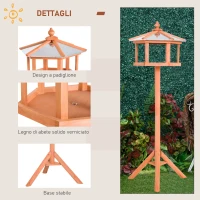 PawHut Mangiatoia per Uccelli Stazione per Alimentazione, Palo Supporto Legno Uccello(m-5)