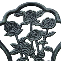 Outsunny Cast Aluminium Outdoor Patio Garden Bistro Elegant Design Table Chair Set - Green (3-Piece)(m-8)