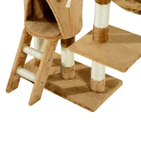 PawHut Arbre à chats multi-équipements griffoirs grattoirs plateformes niche échelle hamac corde 55L x 30l x 96H cm marron(m-8)