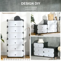 HOMCOM Armoire à chaussures modulable range chaussures meuble de rangement avec 6 cubes rectangulaires empilable en plastique capacité 12 paires 49 x 36,5 x 108 cm blanc(m-5)