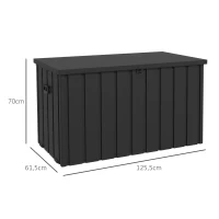Outsunny Coffre de rangement pour jardin 450L en métal avec vérin à gaz, roulettes et poignée - dim. 125,5L x 61,5l x 70H cm(m-3)