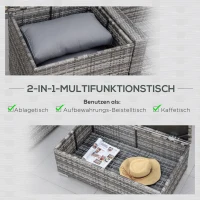 Outsunny Gartenmöbelset aus PE-Rattan, PE-Rattanlounge, 2 Sofas, 2 Tische, 1 Stauraum, Grau(m-6)