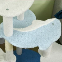PawHut Árbol Rascador para Gatos Grandes de 155 cm con Postes de Sisal Cueva Cama Hamaca y Bola Ø54,5x155 cm Blanco y Azul(m-9)