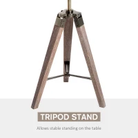 HOMCOM Vintage Tripod Table Desk Lamp Bedside Light Spotlight Brass Antique Searchlight Wooden Base(m-4)