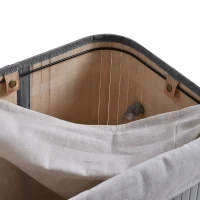 HOMCOM Wasmand, 70 L Wasverzamelaar met Deksel, Uitneembaar Binnenfutter, Wasbox voor Badkamer, 40 x 30 x 60 cm, Grijs(m-7)