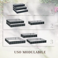 Outsunny Aiuola Rialzata a 3 Livelli, Modulabile e a Fondo Aperto, in Acciaio, 118x118x62 cm, Grigio Scuro(m-4)