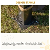 Outsunny Gazebo da Giardino con Zanzariera 3.6x3m Tetto Policarbonato Marrone(m-6)