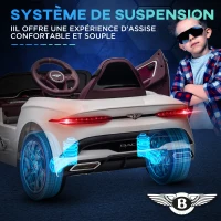 HOMCOM Voiture électrique pour enfant de 3 à 5 ans 2 moteurs 12V 25W 3-5 Km/h télécommande 2,4G Bentley Bacalar blanc(m-7)