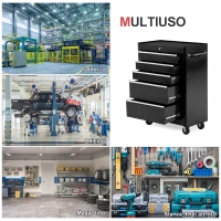 HOMCOM Carrello Porta Utensili Attrezzi Attrezzatura con Cassettiera Nero 61.5 x 33 x 82.5cm(m-7)