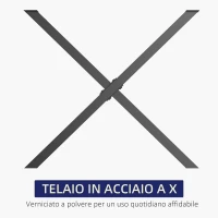 HOMCOM Set 2 Pezzi Gambe Tavolo in Acciaio a X con 16 Viti Incluse, Gambe preforate con 4 Fori, 80x4x72cm, Nero(m-6)