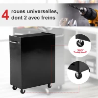 HOMCOM Chariot à outils sur roulettes en acier avec 5 tiroirs verrouillable 2 clés tapis antidérapant 61,5 x 33 x 82,5 cm noir(m-5)