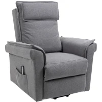 HOMCOM Sessel mit Aufstehhilfe Fernsehsessel Massagesessel Relaxsessel elektrisch Aufstehsessel mit Liegefunktion Leinen-Touch Stahl Grau 86 x 95 x 106 cm(m-10)