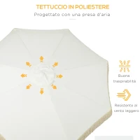 Outsunny Ombrellone da Giardino a Manovella Inclinabile e Palo a 2 Sezioni, Poliestere e Metallo, 2.6x2.4 m, Bianco(m-6)
