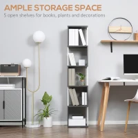 HOMCOM Modern 5-Tier Bookshelf, Freestanding Bookcase Storage Shelving for Living Room Home Office Study, White and Dark Grey(m-5)