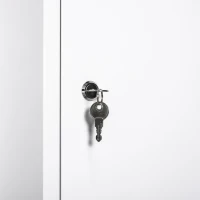 kleankin Botiquín de Pared de Metal con 3 Estantes y Cierre con Llave Armario de Medicamentos 40x18x60 cm Blanco(m-9)